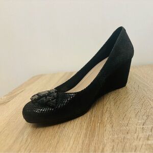 BCBCGeneration Black Faux Leather Wedge Heel Shoes